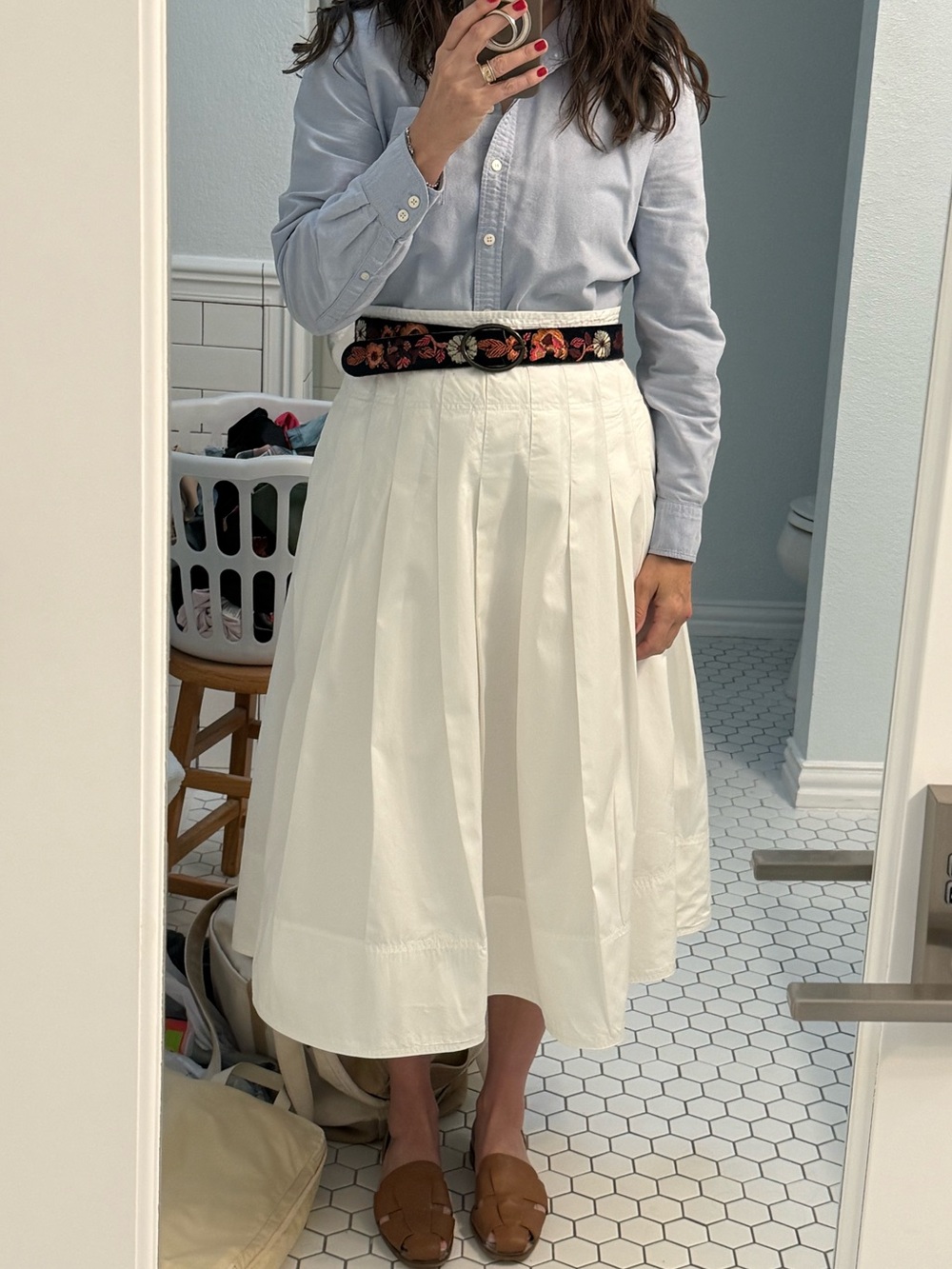 Madewell White Pleated Midi Skirt - Picture 2 of 8